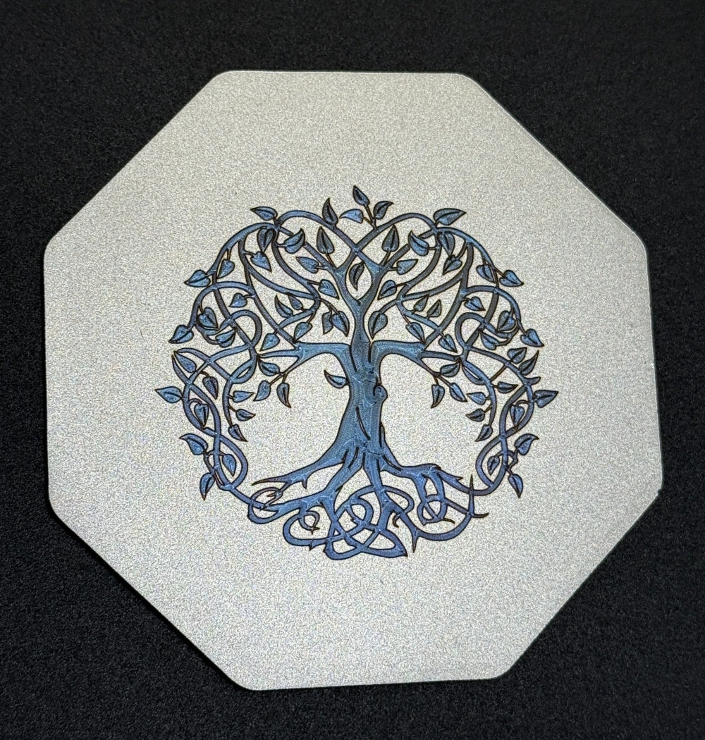 Arbre de Vie ciselé bleu marine Lux-Kimiya Ornement Inox