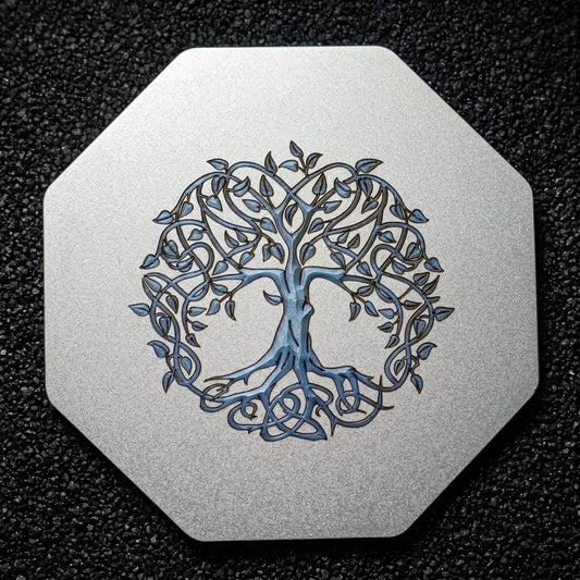 Arbre de Vie ciselé bleu marine Lux-Kimiya Ornement Acier Inoxydable marin, gravé couleur par technologie laser MOPA
