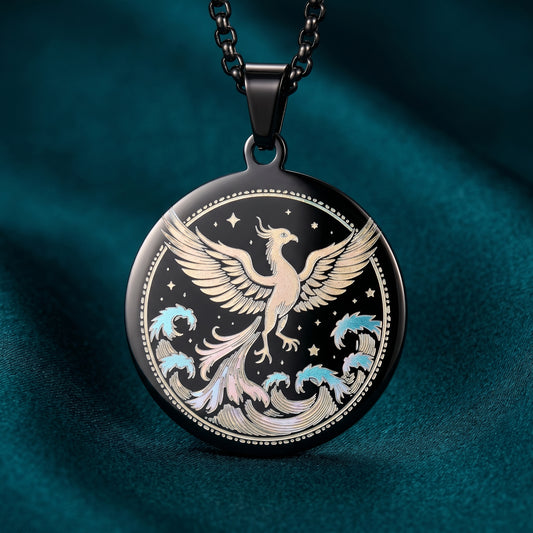 Collier noir en acier inoxydable gravé couleur par technologie laser MOPA