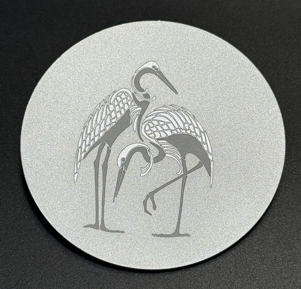 Deux Grues Japonaises sur Aluminium Lux-Kimiya Ornement Inox