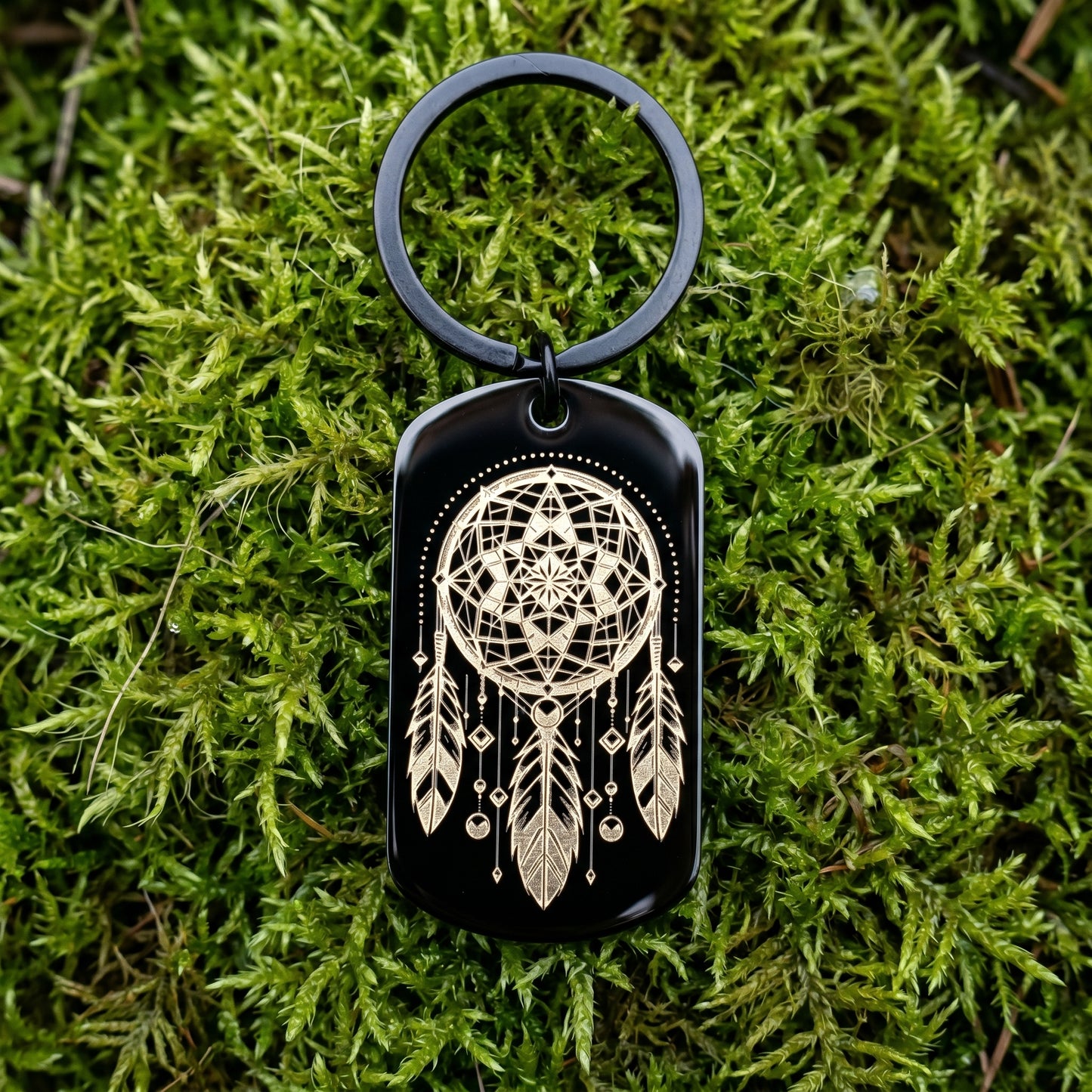 Porte-clefs Bijoux de sac Accessoire de sac noir en acier inoxydable gravé couleur par technologie laser MOPA
