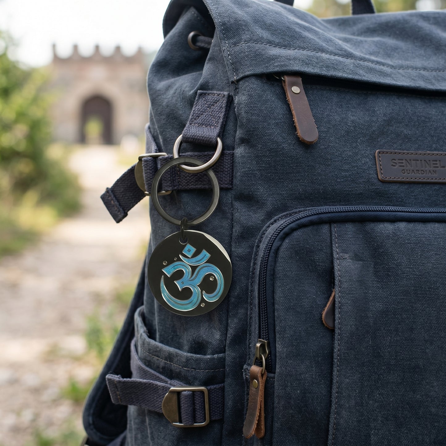 Porte-clefs Bijoux de sac Accessoire de sac noir en acier inoxydable gravé couleur par technologie laser MOPA