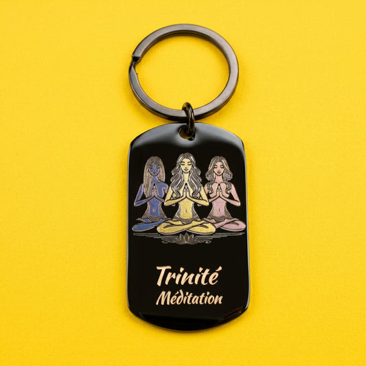 Porte-clefs Bijoux de sac Accessoire de sac noir en acier inoxydable gravé couleur par technologie laser MOPA