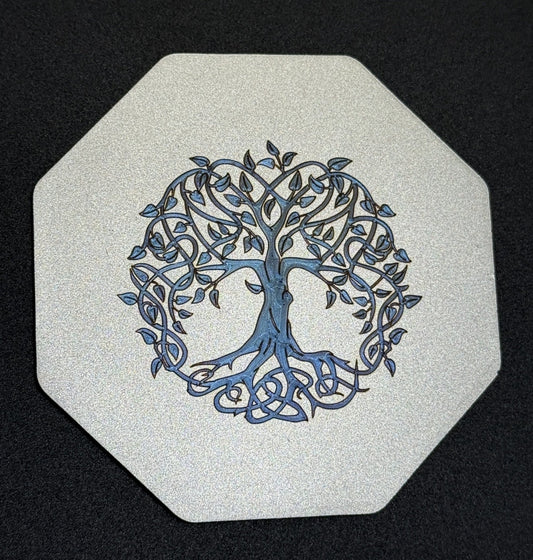 Arbre de Vie ciselé bleu marine Lux-Kimiya Ornement Inox