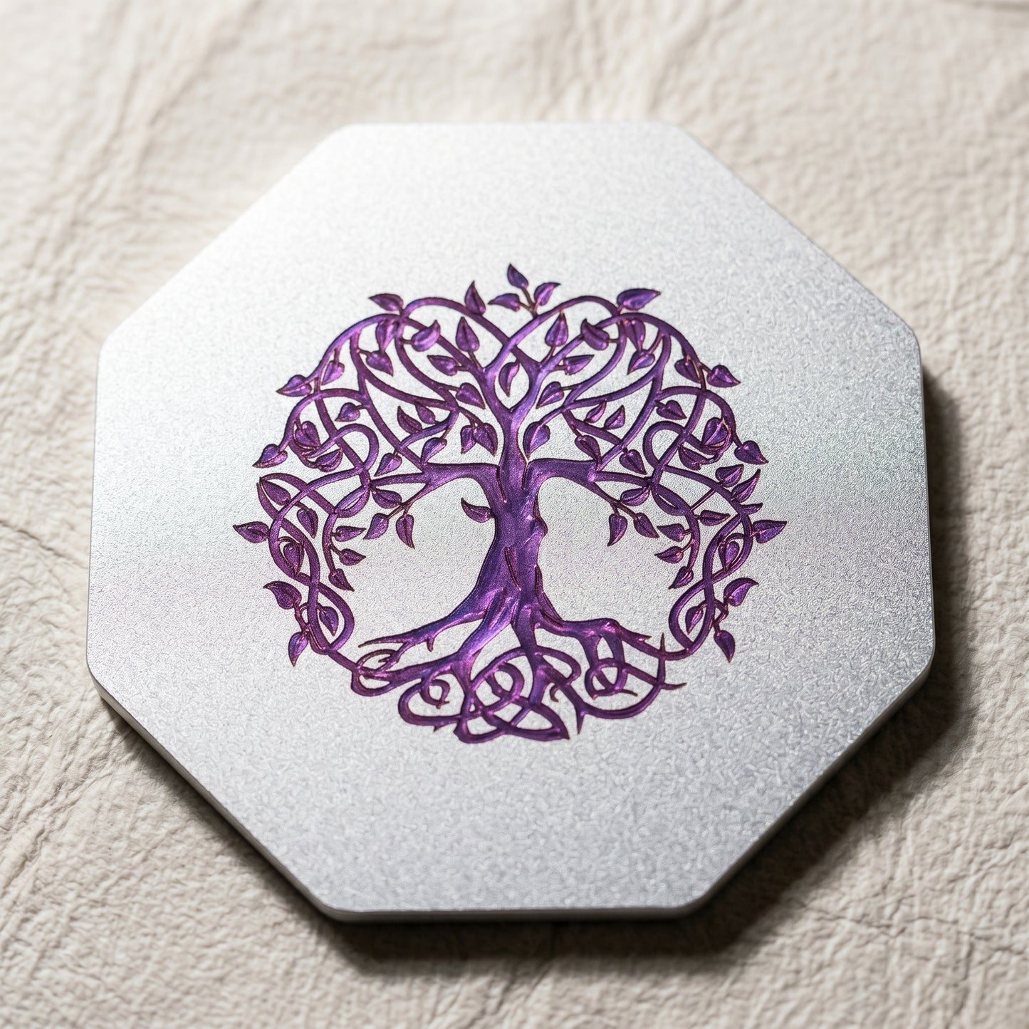 Arbre de Vie ciselé Fushia Lux-Kimiya Ornement Acier Inoxydable marin, gravé couleur par technologie laser MOPA