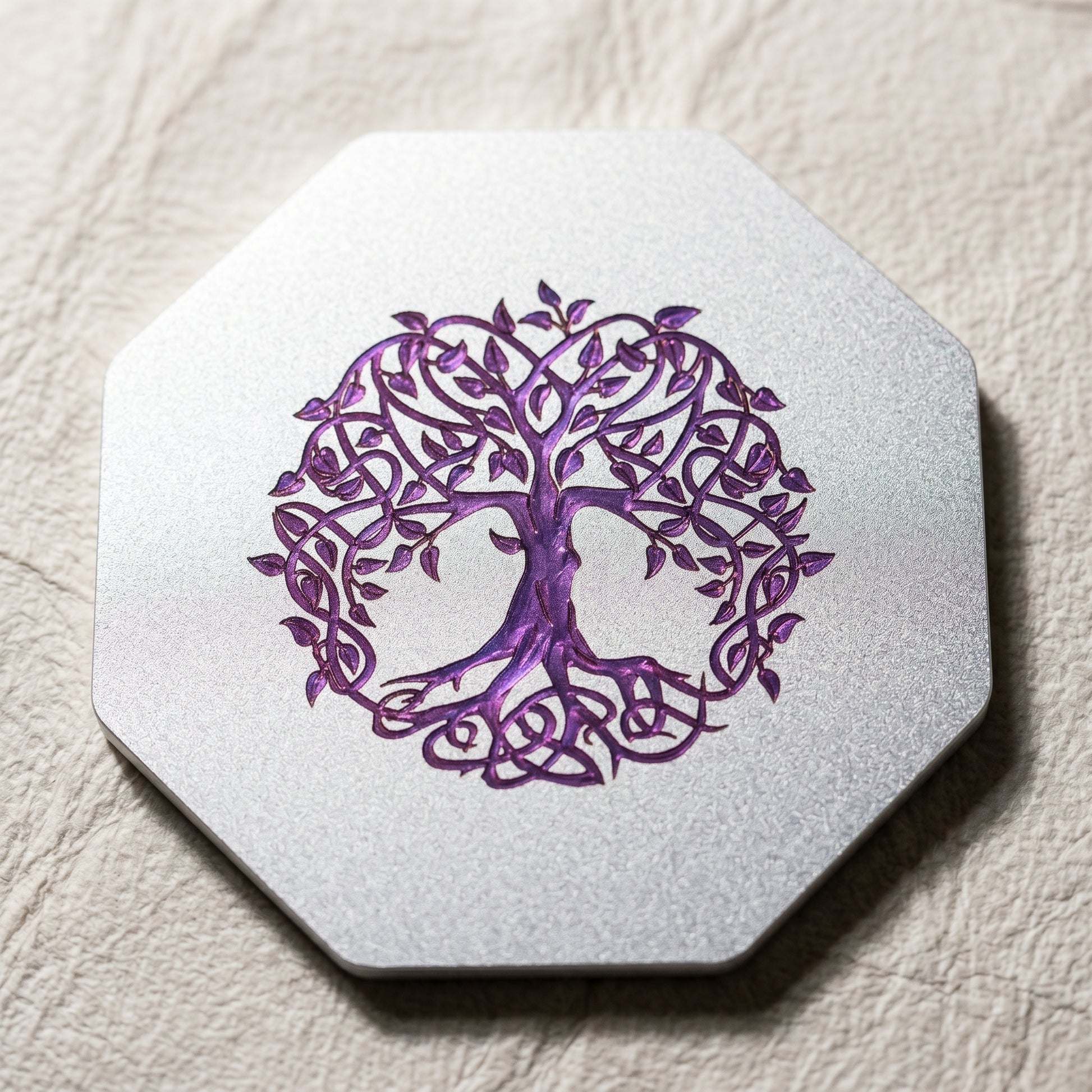 Arbre de Vie ciselé Fushia Lux-Kimiya Ornement Acier Inoxydable marin, gravé couleur par technologie laser MOPA