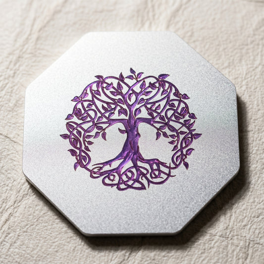 Arbre de Vie ciselé Fushia Lux-Kimiya Ornement Acier Inoxydable marin, gravé couleur par technologie laser MOPA