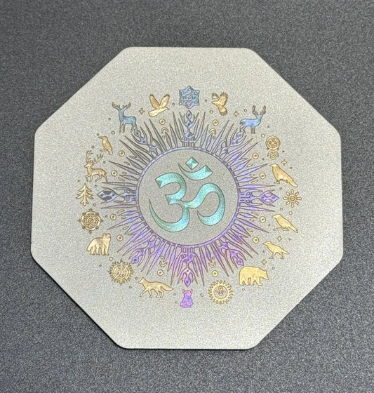 Aum Radiant avec symboles Lux-Kimiya Ornement Inox