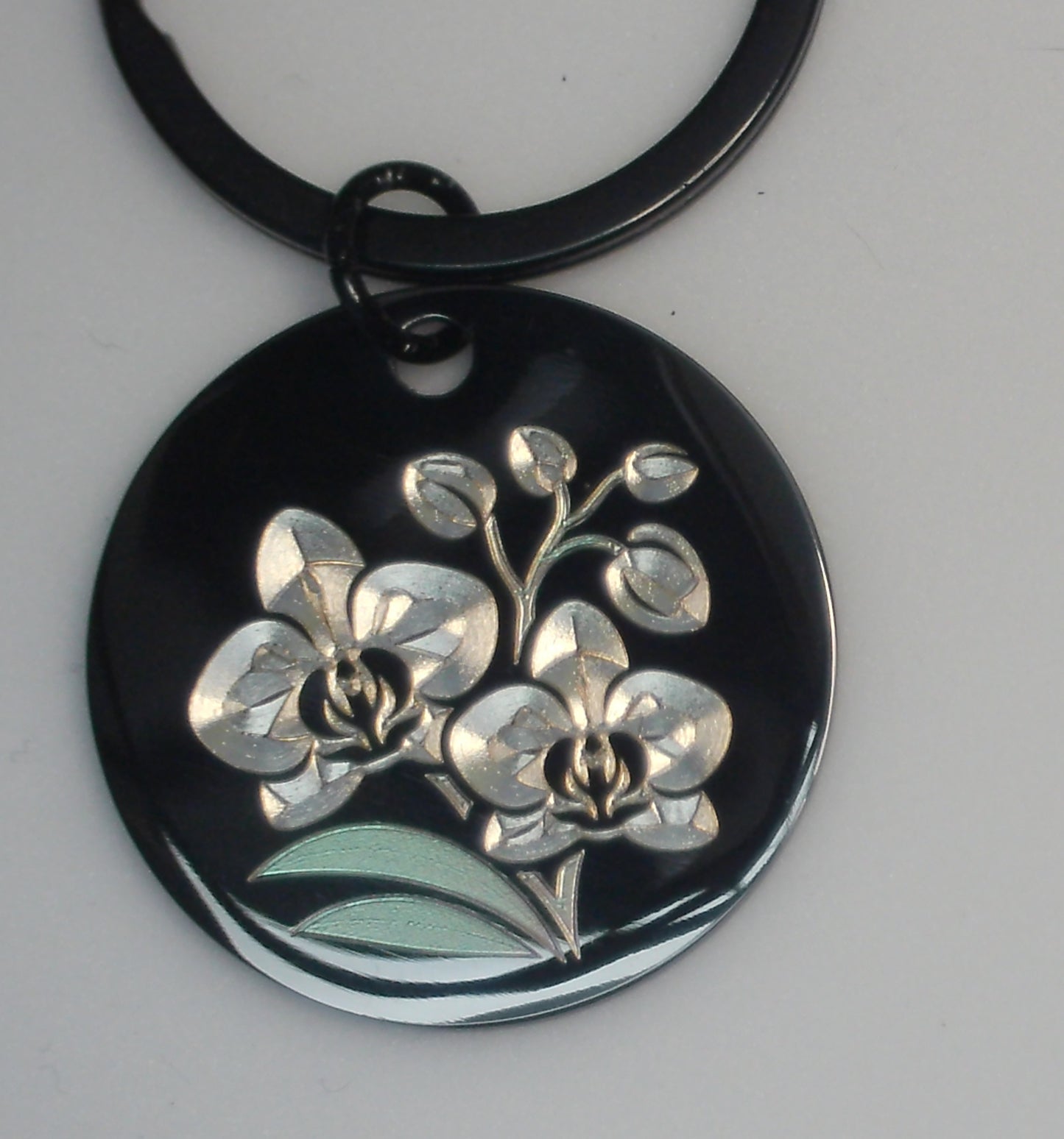 Porte-clés / Bijou de sacs : Orchidée Ciselée