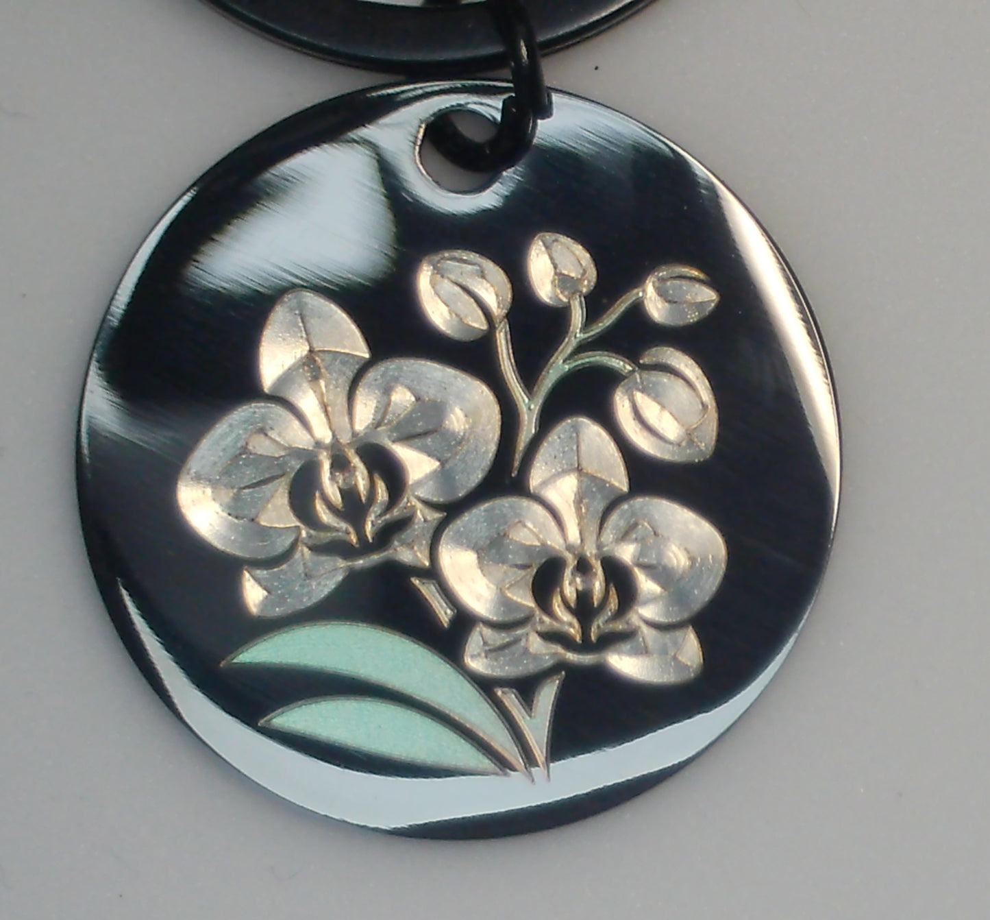 Porte-clés / Bijou de sacs : Orchidée Ciselée