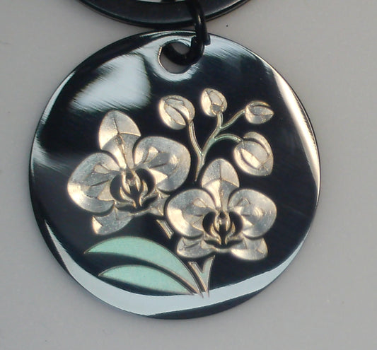 Porte-clés / Bijou de sacs : Orchidée Ciselée