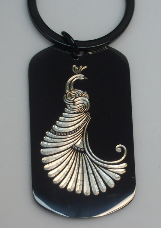 Porte-clés / Bijou de sacs : Paon Ciselé - Paix Beauté Prospérité